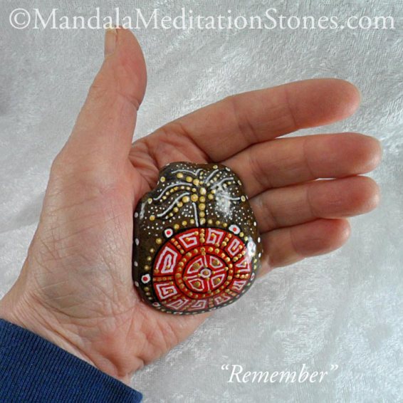 Remember Mandala Meditation Stone - The Mandala Lady - Hand-painted Stones