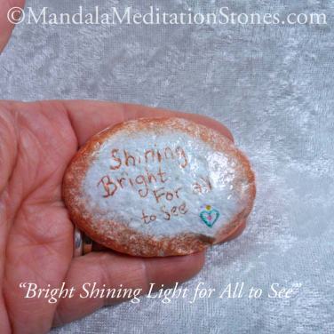 Bright Shining Light for All to See Mandala Meditation Stone - The Mandala Lady - Hand painted stones