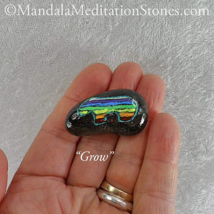 Grow - Mindfulness Stone - Hand Painted Stone - The Mandala Lady