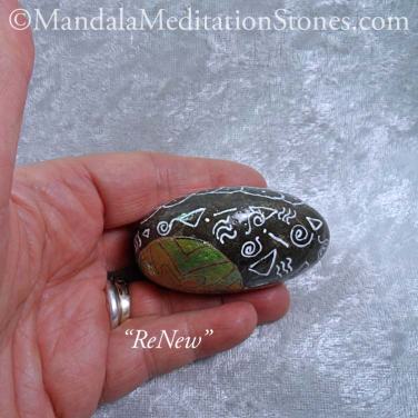 ReNew Mandala Meditation Stone - The Mandala Lady - Hand painted stones