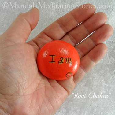 Root Chakra Mandala Meditation Stone - The Mandala Lady - Hand-painted Stones