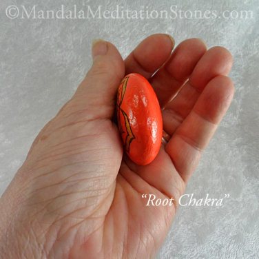 Root Chakra Mandala Meditation Stone - The Mandala Lady - Hand-painted Stones